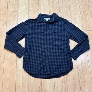 Old Navy Flannel Shirt Regular Fit Black Gray Plaid Button Up Long Sleeve Mens M